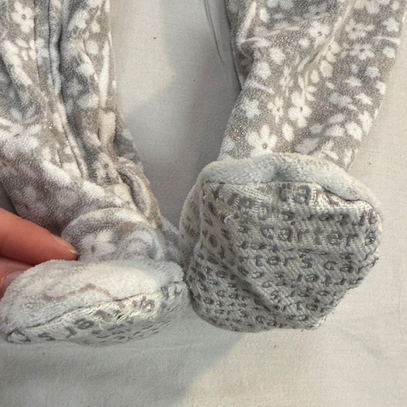 Carter's - 18M - Grey and Pink Fleece Onesie Sleeper with Star Pattern - Picture 3 of 4